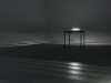 Kitty Kraus, Untitled (#6), 2021, aluminum, mirror, 40W light bulb, cable, 30 x 30 cm and table, 74,5 x 76 x 76 cm, Halle für Kunst Lüneburg. Photo: Fred Dott