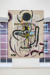 <p>KAYA (Kerstin Braetsch & Debo Eilers), Dummkoh_Bodybag, 2017–2022, Acryl, Aufnäher, UV-Druck, Leinen auf Leinen, 175 × 130 cm, Courtesy of the artists and Halle für Kunst Lüneburg. Photo: Fred Dott.</p>